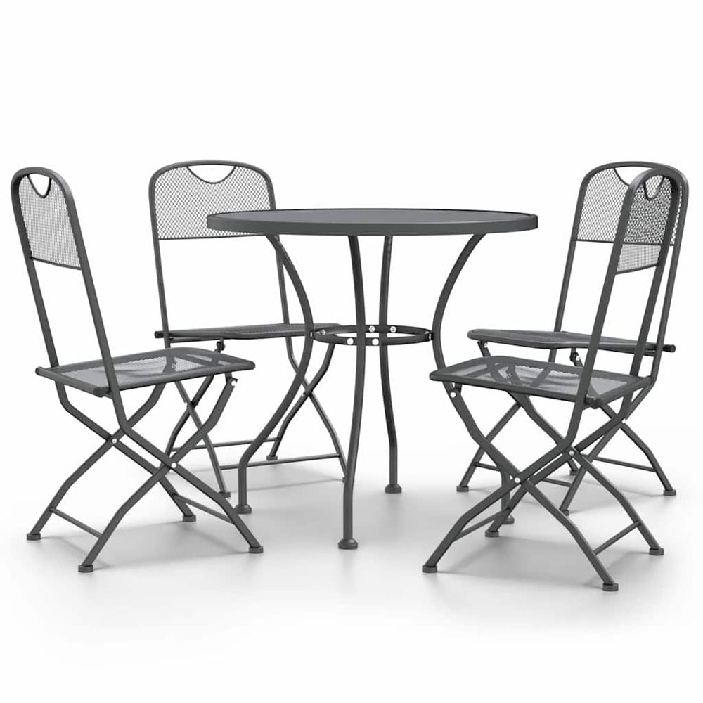 Ensemble à manger de jardin 5 pcs maille métal anthracite