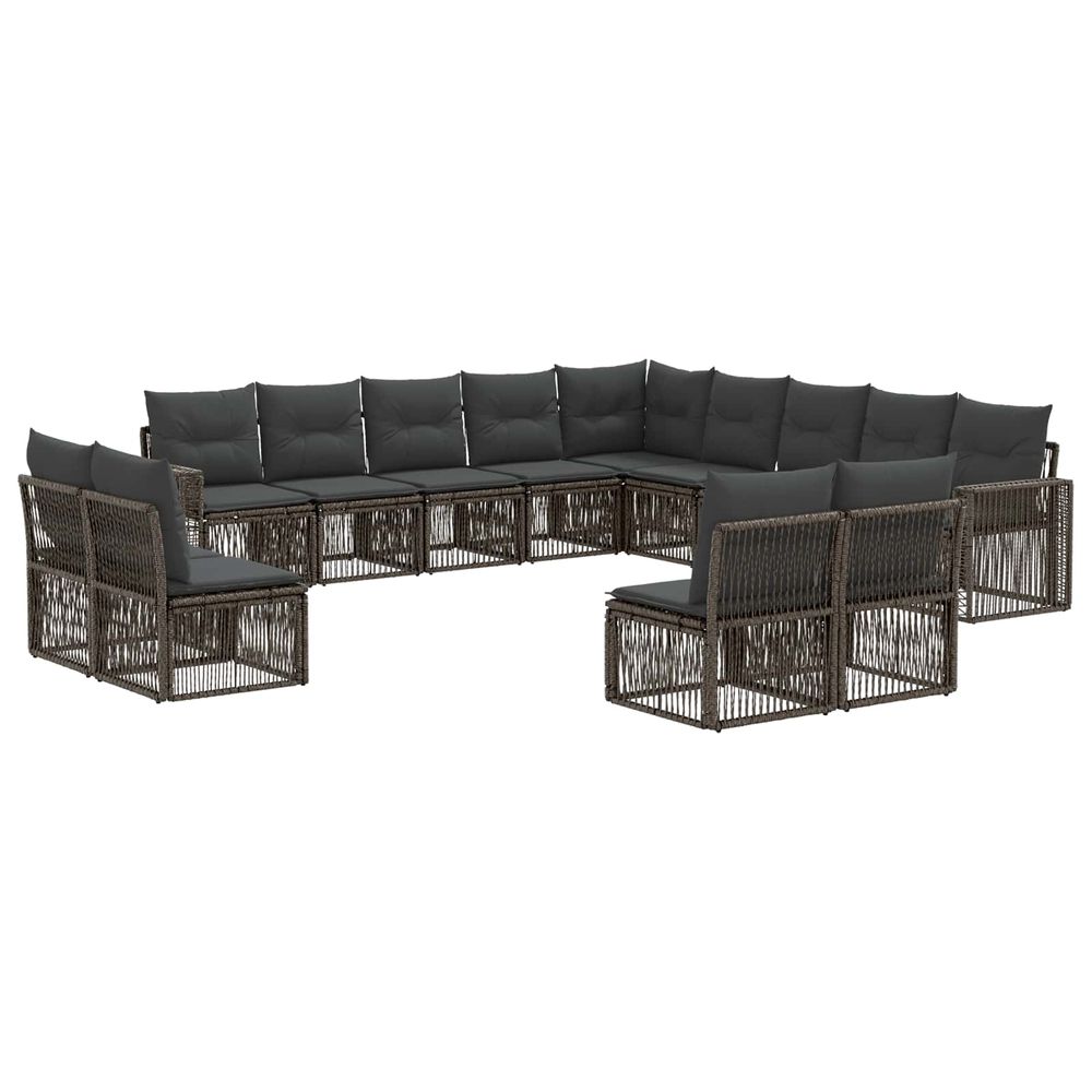 Ensemble de canapé de jardin 13 pc gris et gris foncé polyrotin