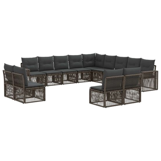 Ensemble de canapé de jardin 13 pc gris et gris foncé polyrotin