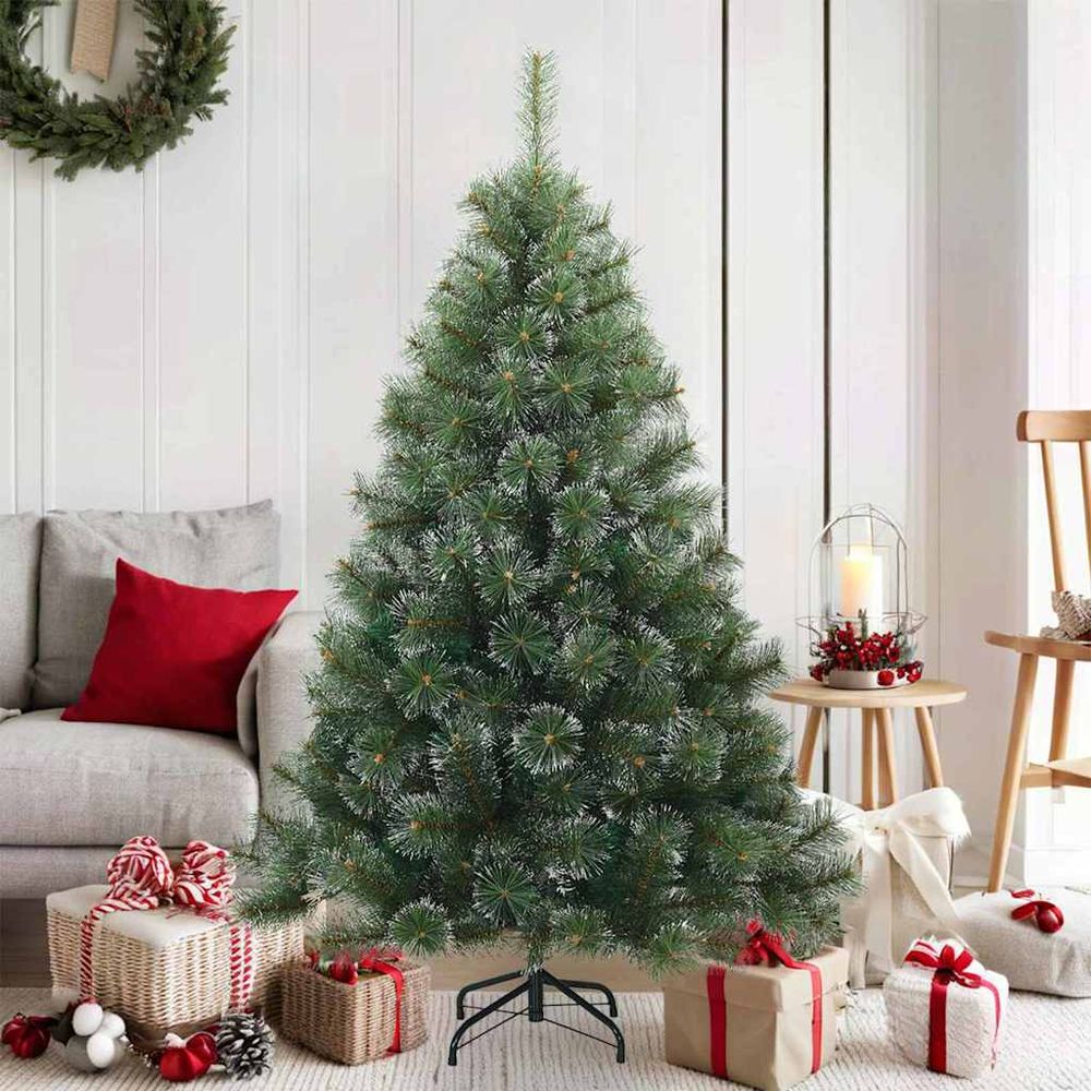 Sapin de noël artificiel enneigé pvc et acier à montage facile blanc 150 cm