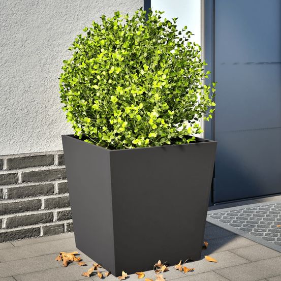 Lot de 2 grands cubes potagers acier laminé résistant pour arbustes et fleurs noir 50x50x50cm