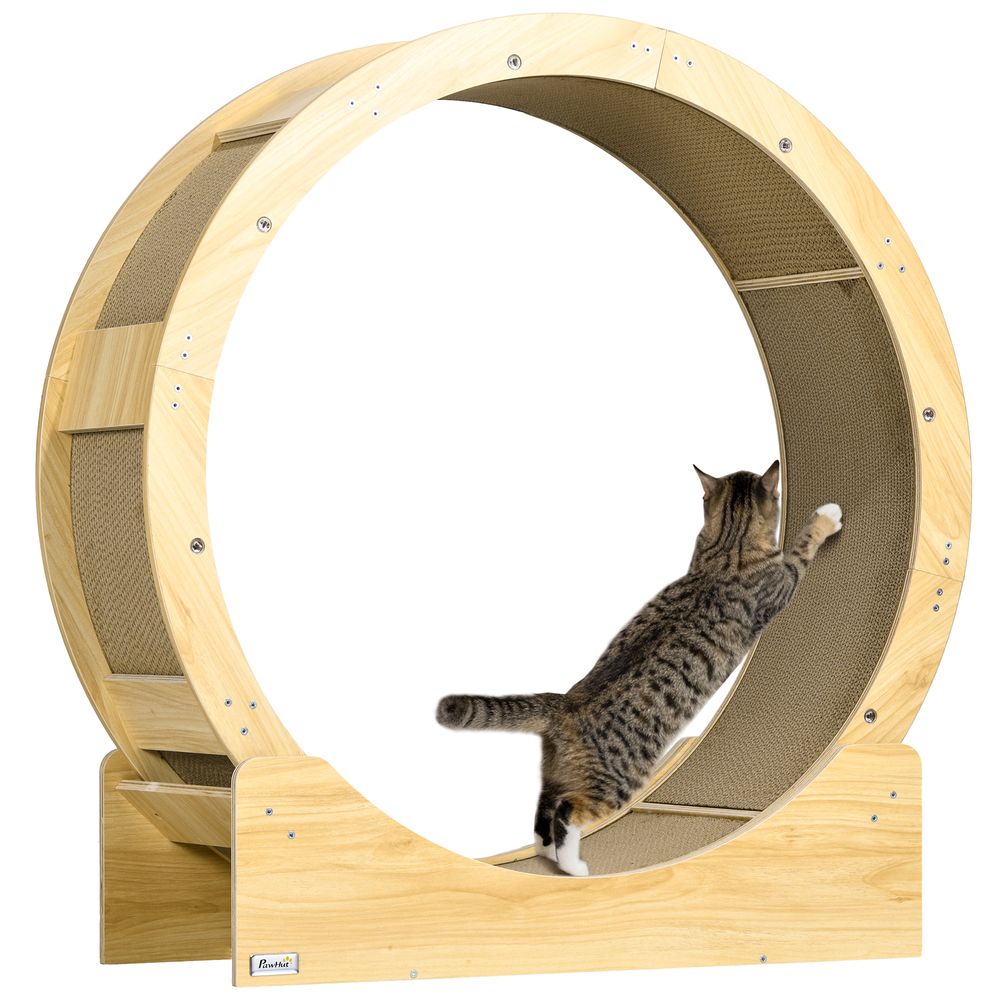 Roue exercice chat bois multi-couches intérieur rotation silencieuse 91x34x94cm chêne