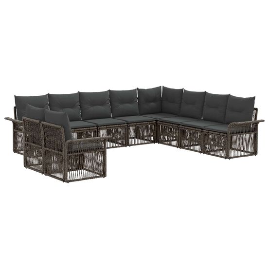 Ensemble de canapé de jardin 10 pc gris polyrotin
