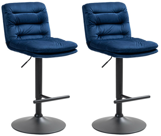 Lot de 2 tabourets de bar damar velours noir