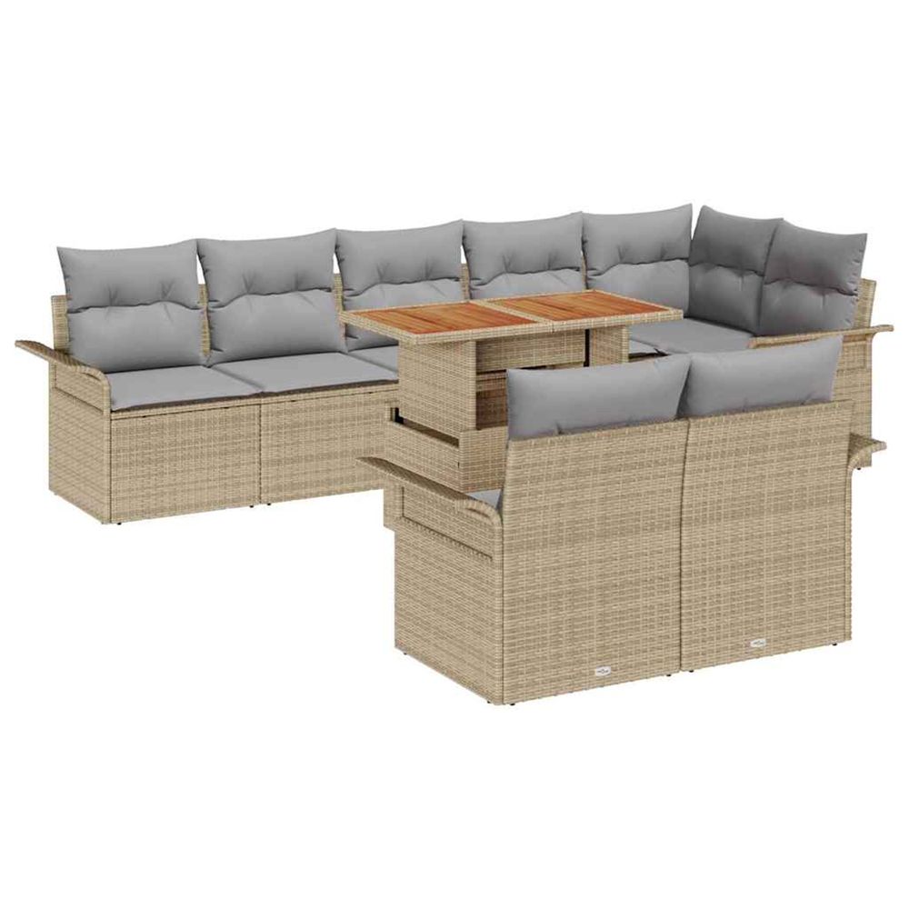 Ensemble de canapé de jardin 9 pc beige poly rotin