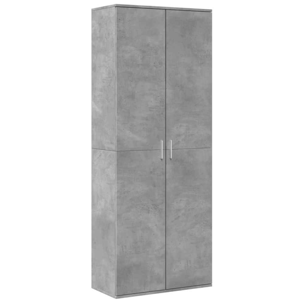 Buffet haut gris béton 70x35x180 cm bois d'ingénierie