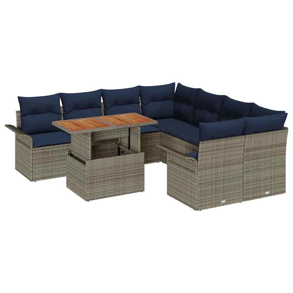 Ensemble de canapé de jardin 9 pc gris poly rotin