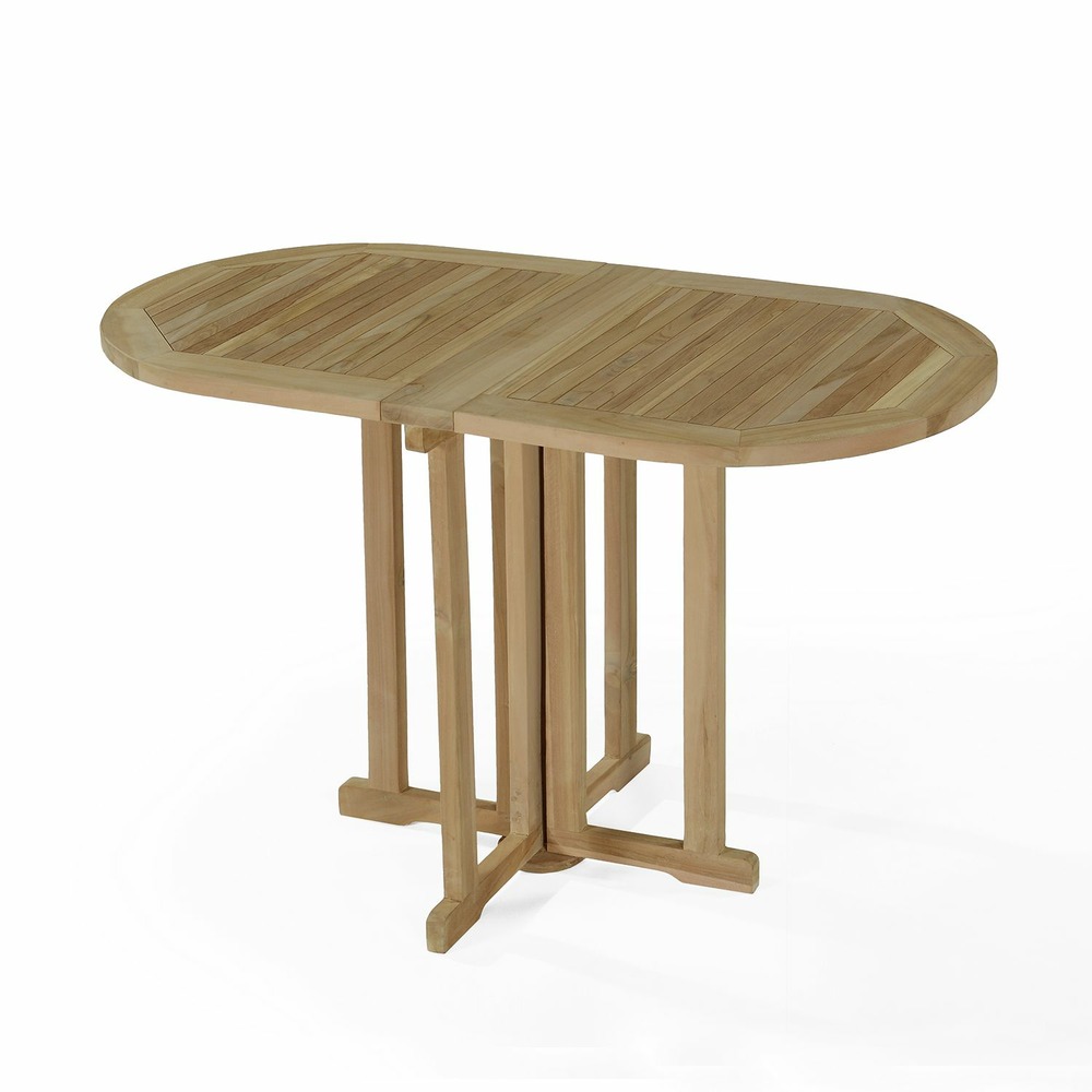 Table pliante ovale en teck massif manoï pour balcon