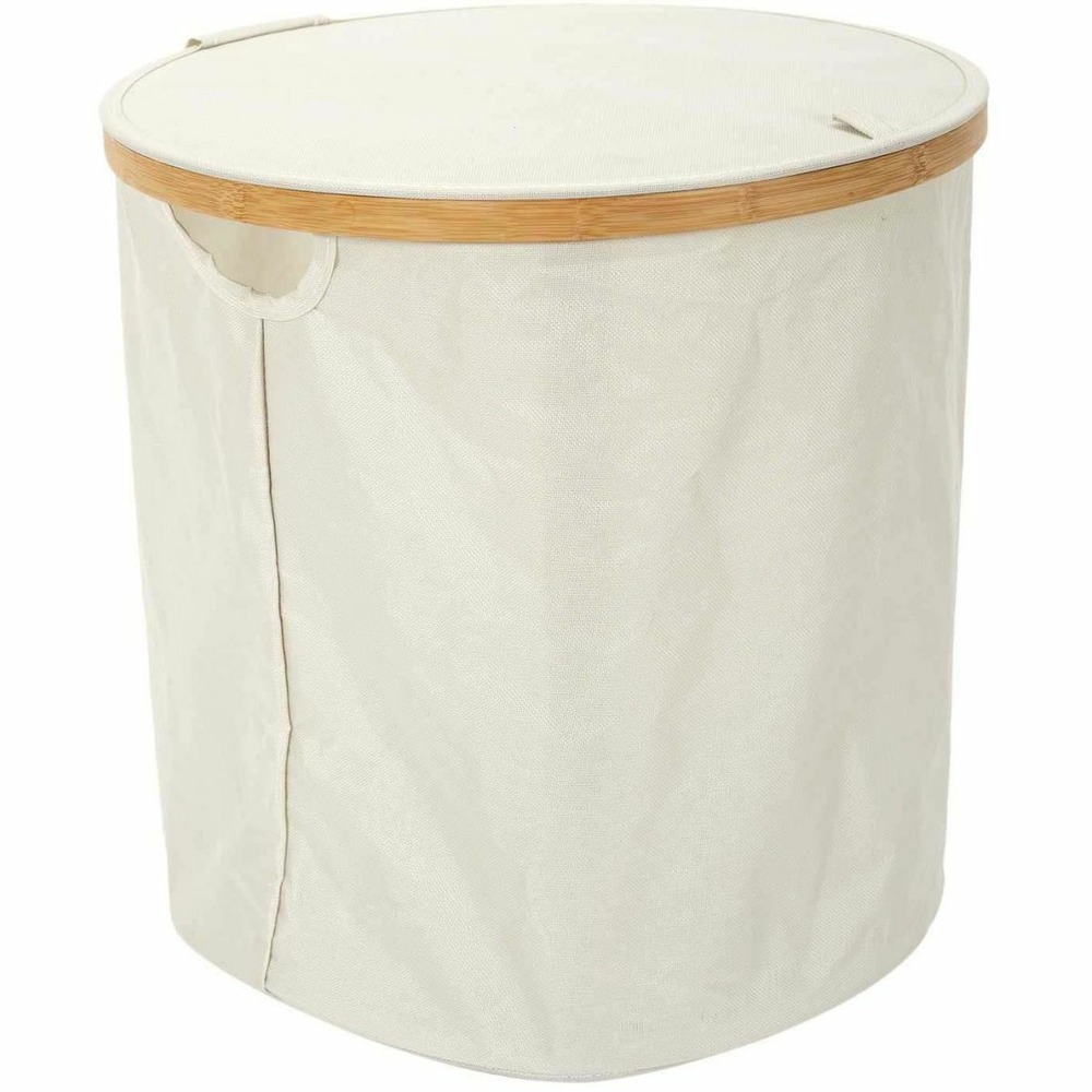 Panier de rangement rond en tissu et bambou