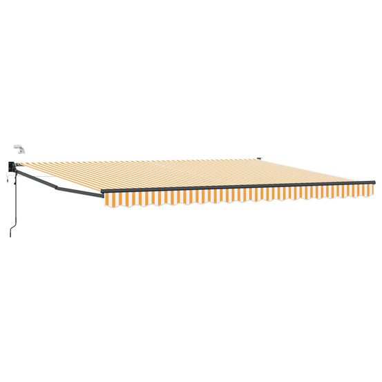 Auvent rétractable électrique orange et blanc 5 x 3 m