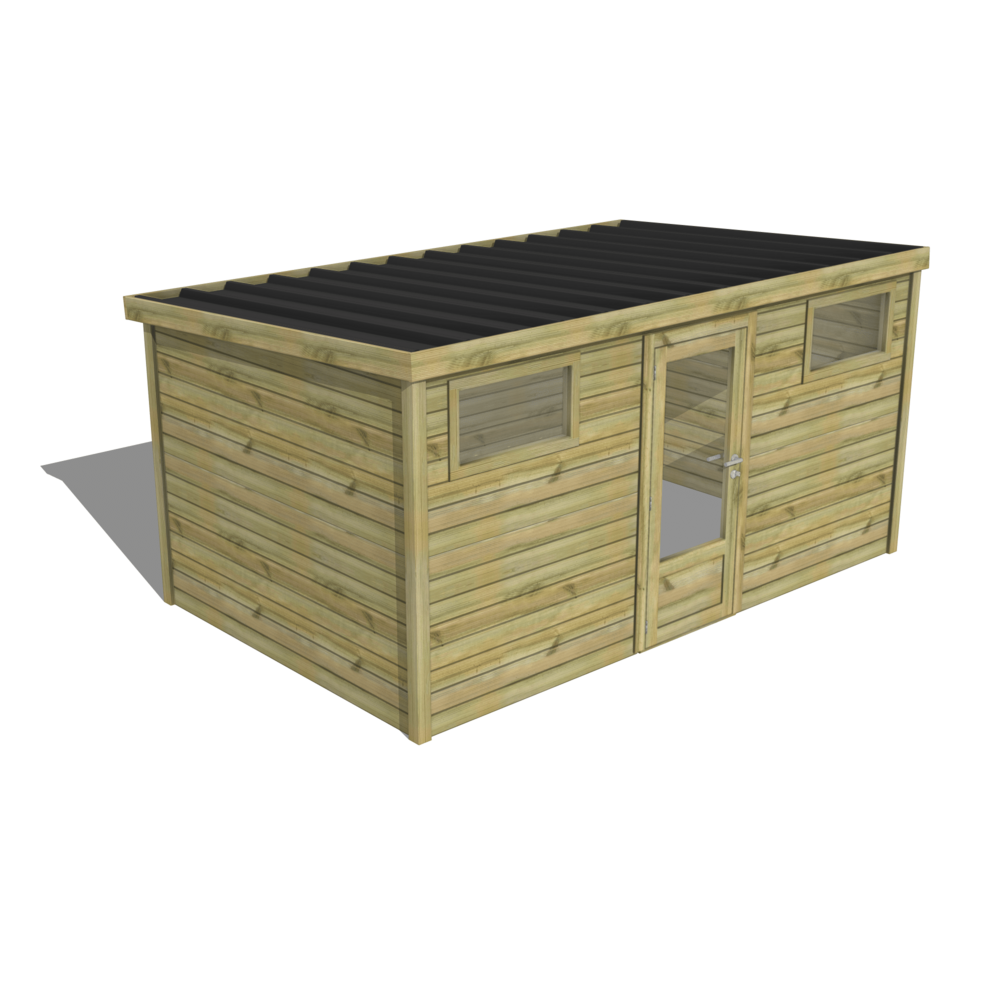 Abri de jardin bois pin traité autoclave 27mm - essentiel - 4,34x2,64m / 11m2 - bac acier - abri français