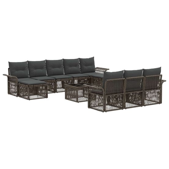 Ensemble de canapé de jardin 11 pc gris polyrotin