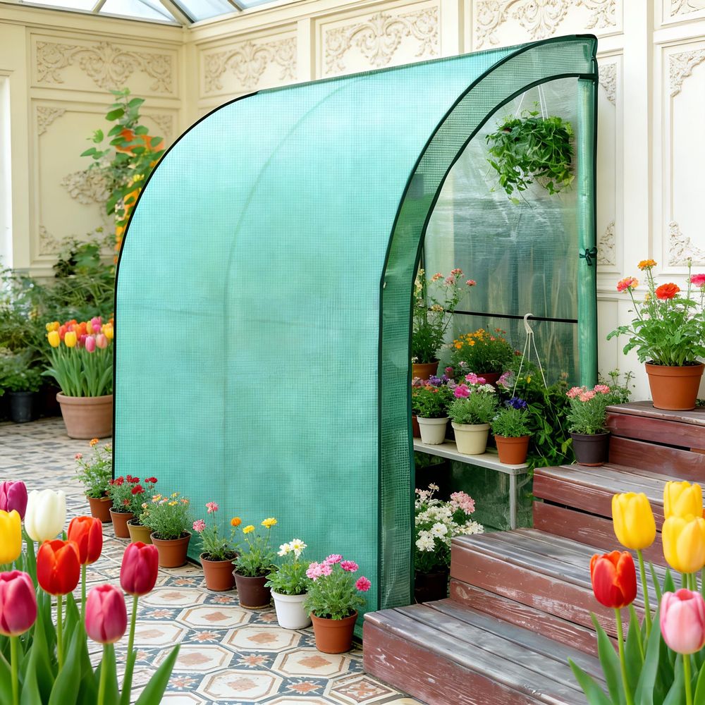 Serre adossée de jardin métal pe pour plantes protection 200x100x210cm vert - comfortxl outdoor living