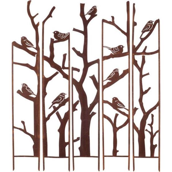 Treillis brise vue en 5 parties oiseaux l : 137,5 x 1,5 x 170 cm