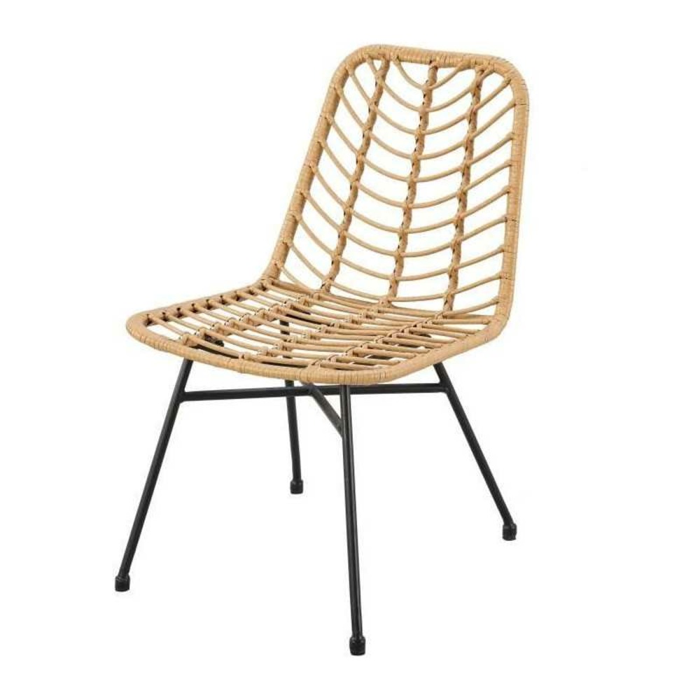 Lot de 2 chaises de jardin - imitation rotin naturel - structure acier - l63,5 x h 86 x p 48 cm