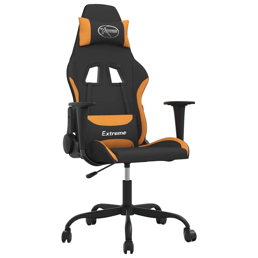 Chaise de jeu noir et orange tissu