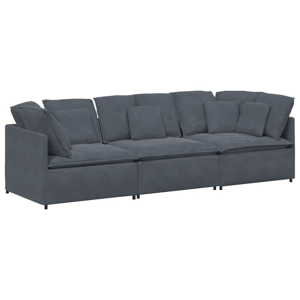 Canapé modulaire avec coussins en velours gris foncé