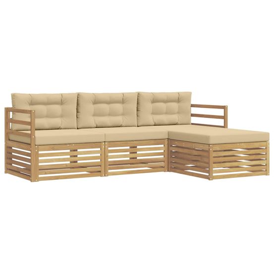 Ensemble de canapés d'extérieur 4 pc blanc et beige polyester