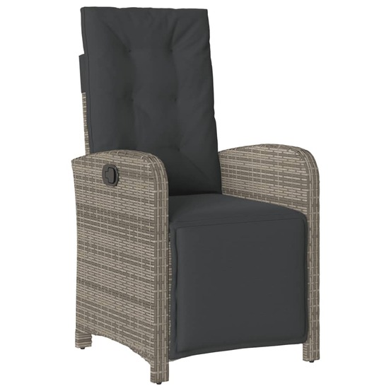 Chaise inclinable de jardin et repose-pied gris résine tressée