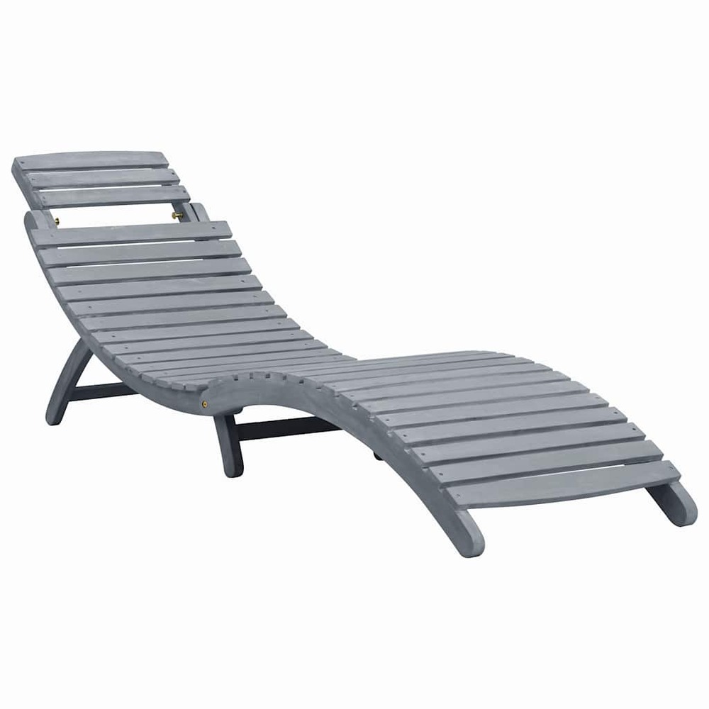 Chaise longue avec coussin gris bois d'acacia solide