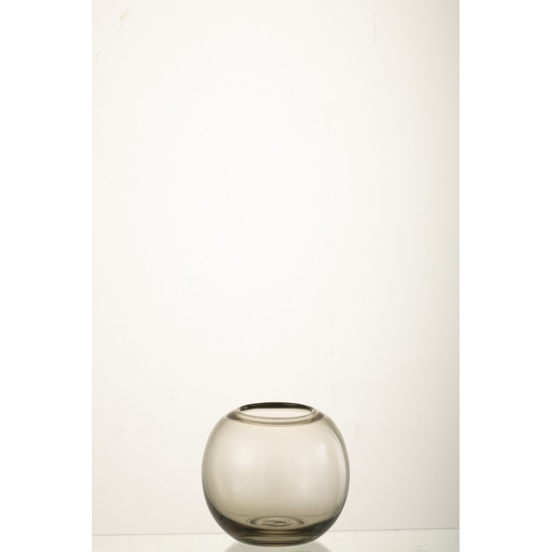 Vase boule en verre gris 15x15x13.5 cm
