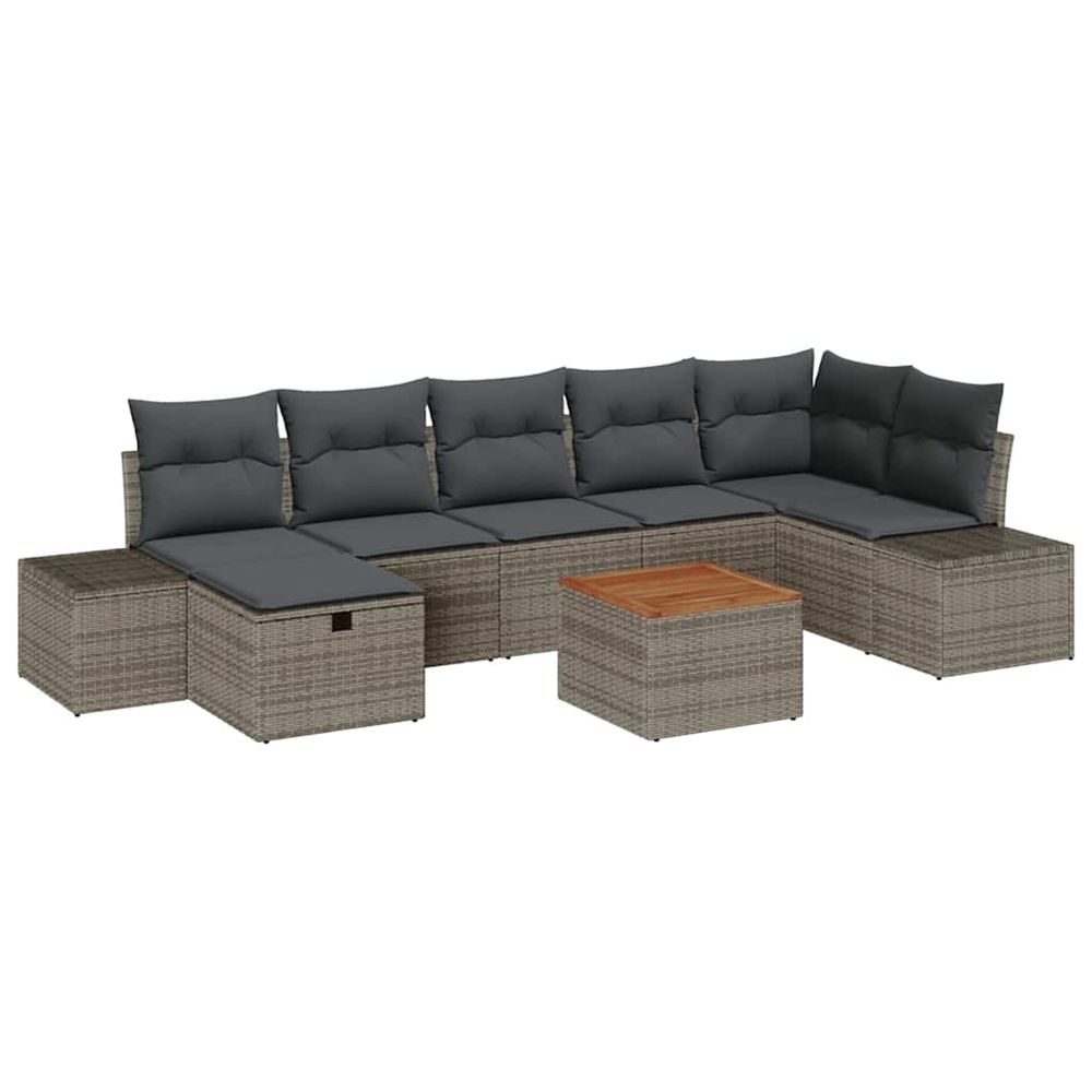 Ensemble de canapé de jardin 8 pc gris poly rotin