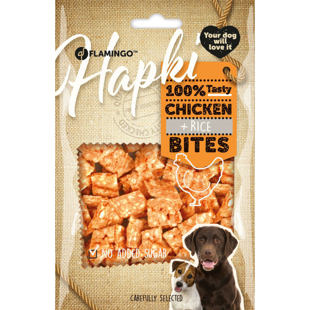 Friandises hapki morceaux poulet et riz 85 g pour chien