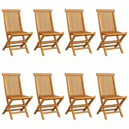 Chaises de jardin et coussins blanc crème lot de 8 teck massif