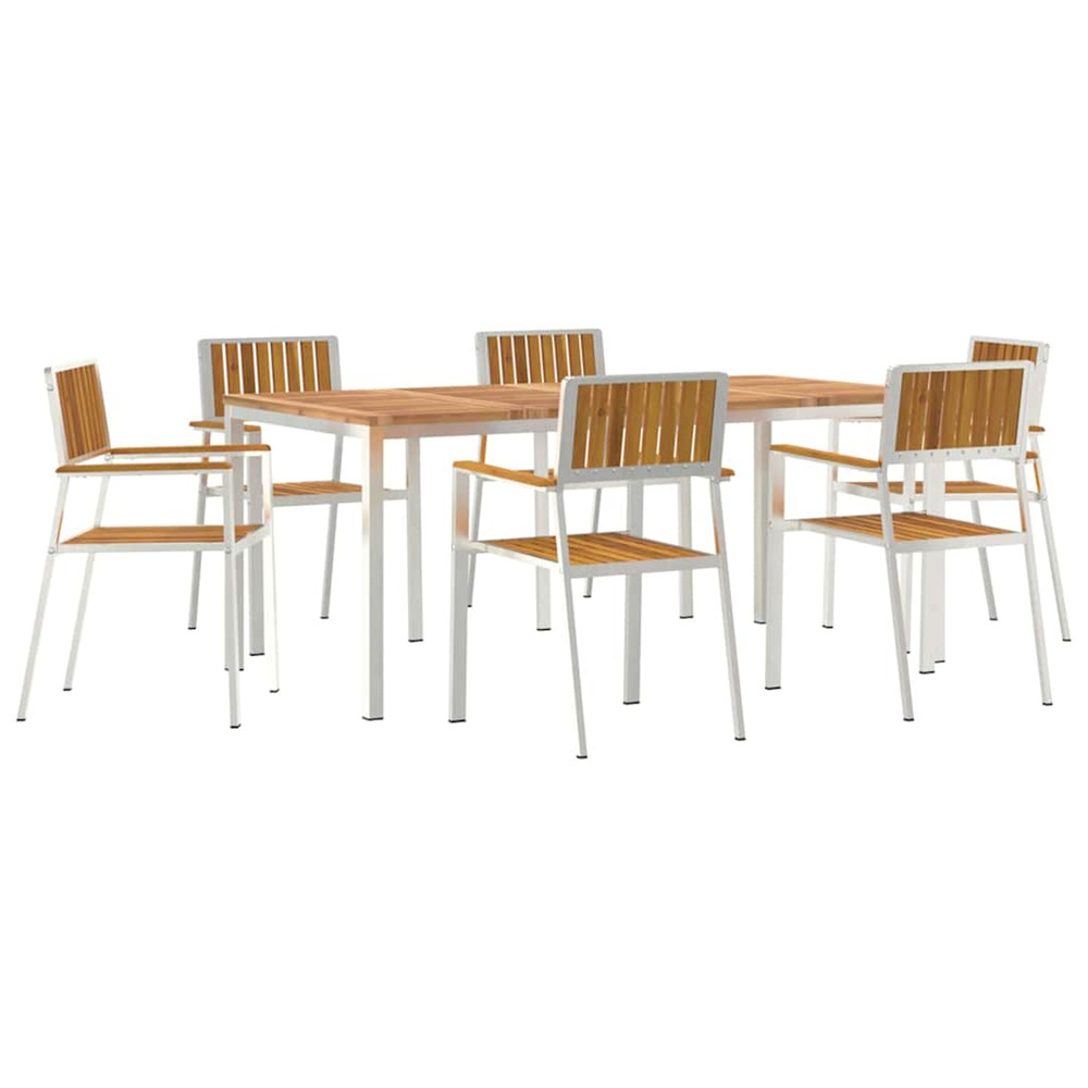 Ensemble de repas extérieur 7 pcs marron bois d'acacia massif