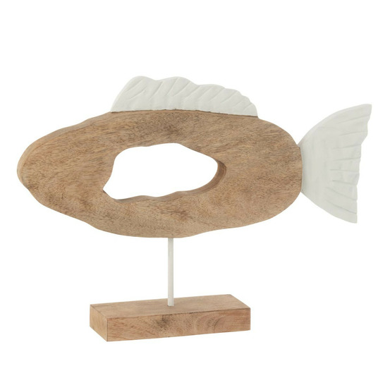 Statuette poisson ovale en bois