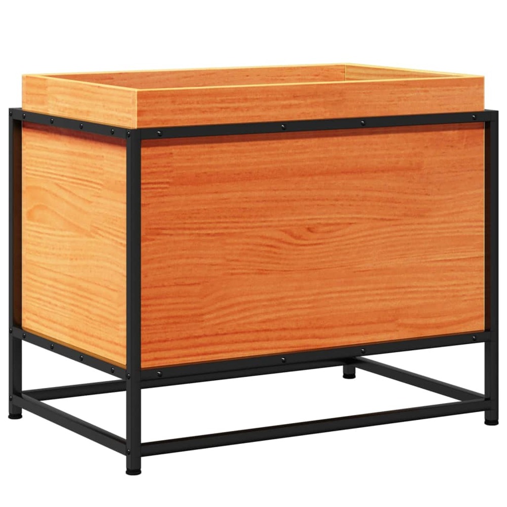 Jardinière cire marron 60x40x50 cm bois de pin massif