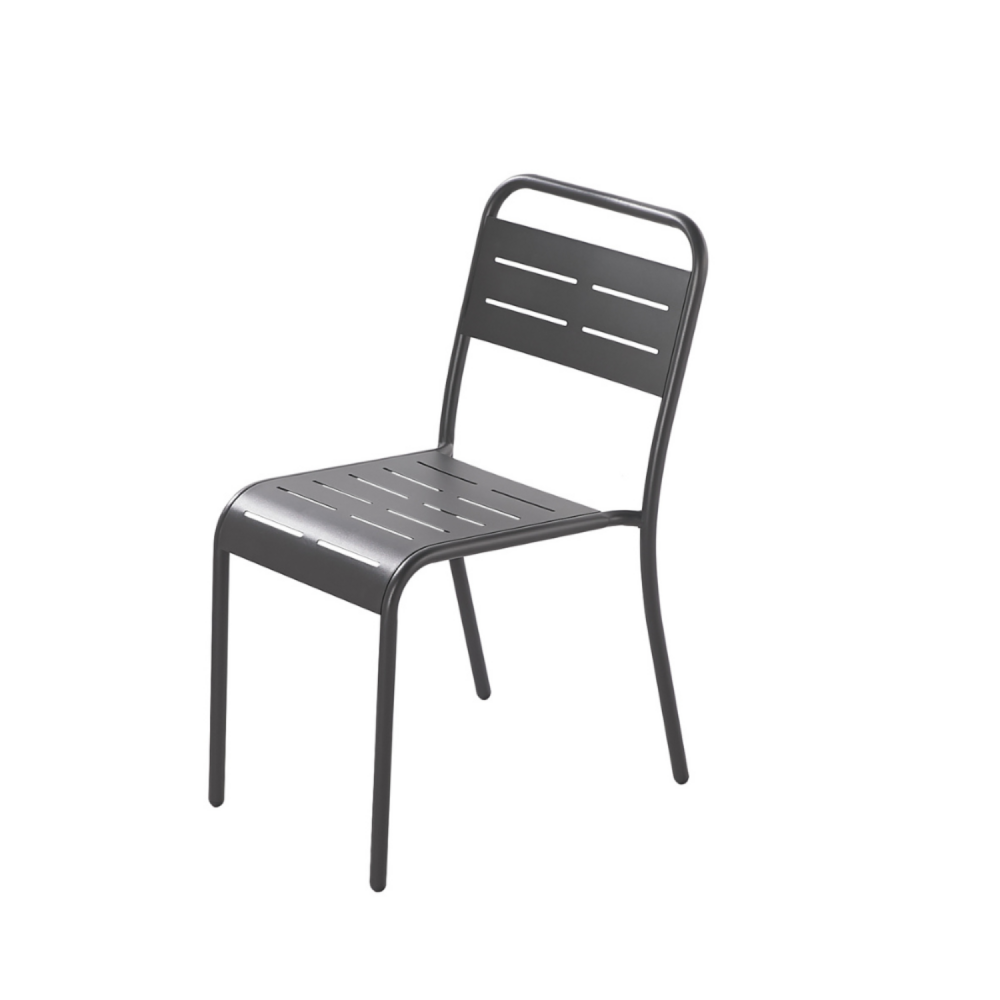 Lot de 4 chaises en acier gris foncé bergame