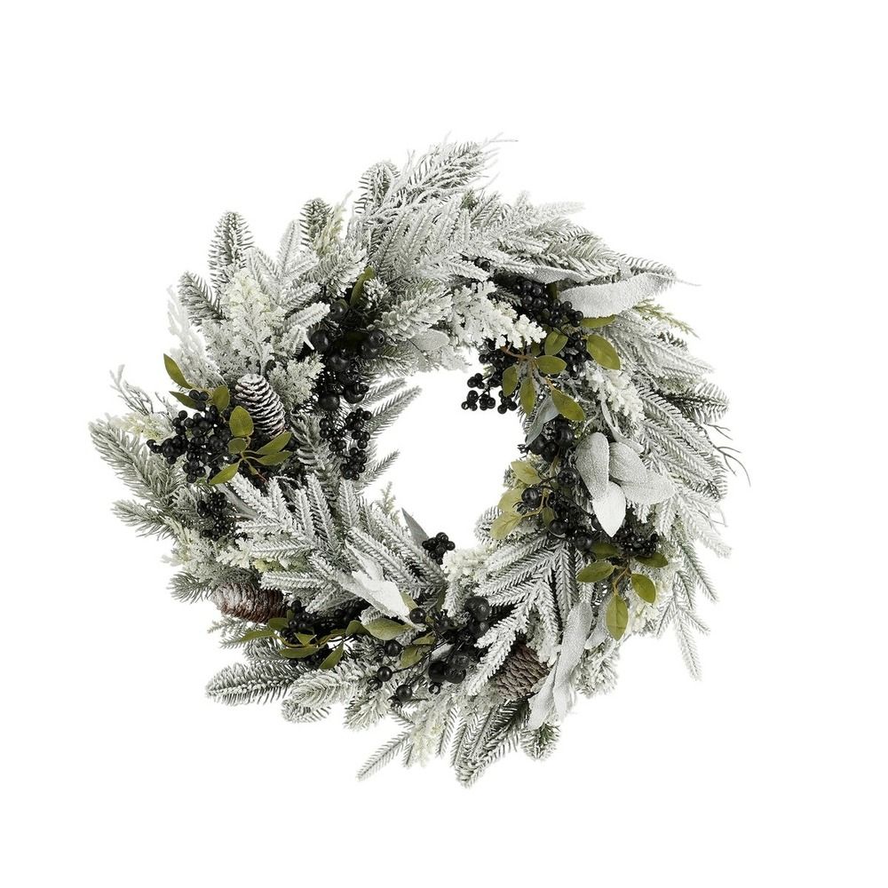 Mica decorations vesper couronne de noël artificielle avec pommes de pin - h13 x ø50 cm - noir