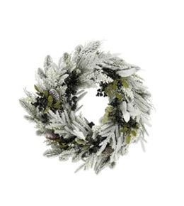 Mica decorations vesper couronne de noël artificielle avec pommes de pin - h13 x ø50 cm - noir