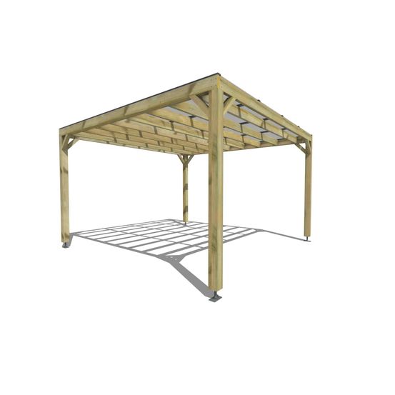 Pergola bois • 4m x 4m • indépendante • sens largeur • couverture étanche transparente incluse • livraison comprise