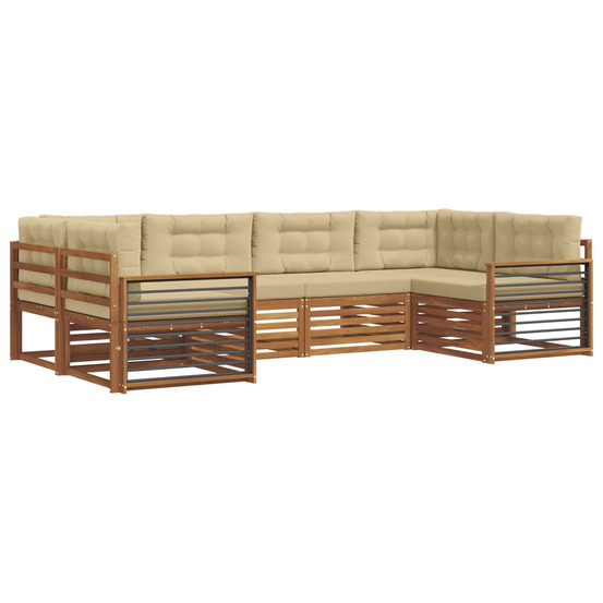 Ensemble de canapés d'extérieur 6 pcs naturel et beige