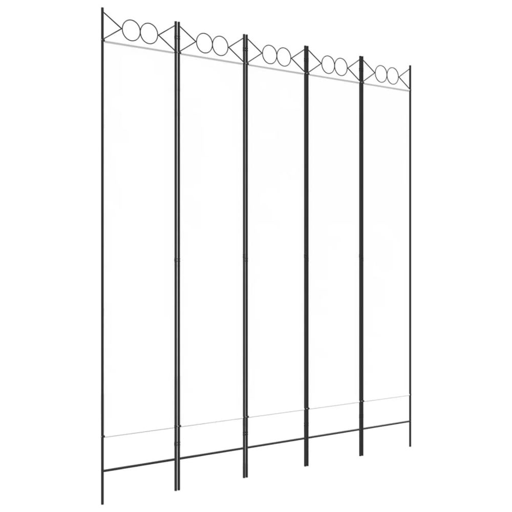 Cloison de séparation 5 panneaux blanc 200x220 cm tissu