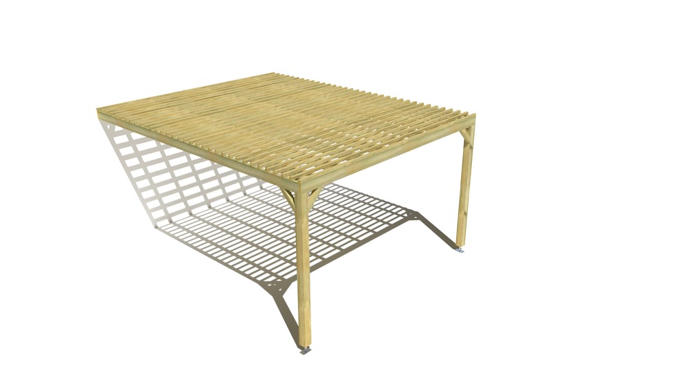 Pergola bois • 4m x 5m • adossée • sens profondeur • lattage bois • livraison comprise