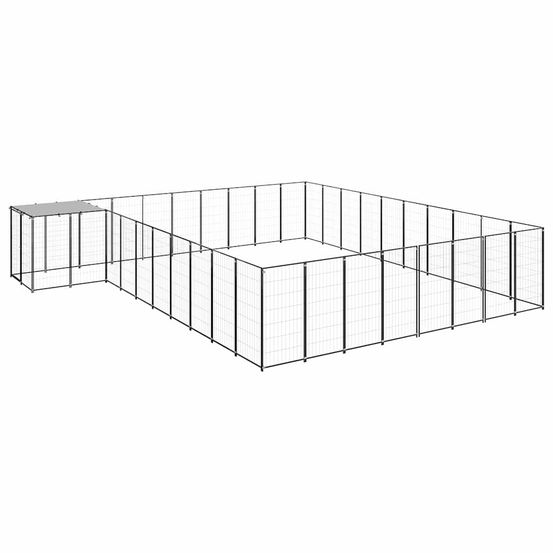 Parc à chien géant 25,41 m² avec toit de protection, enclos acier sécurisé