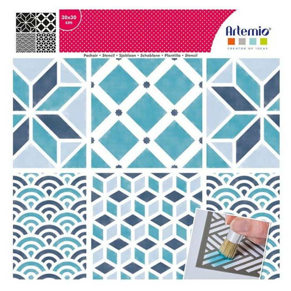 Pochoir 30 x 30 cm - carreaux & vagues