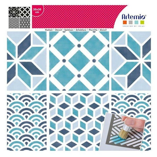 Pochoir 30 x 30 cm - carreaux & vagues