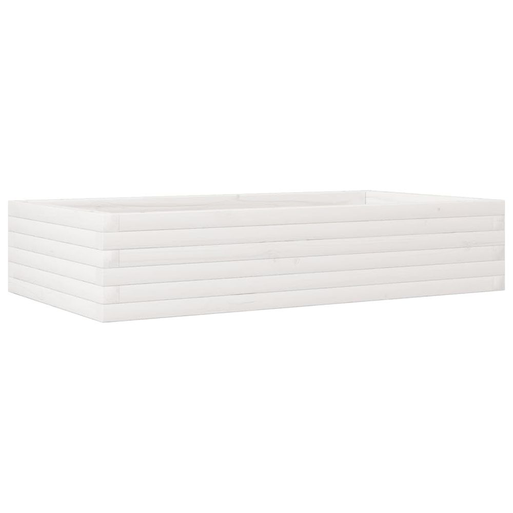 Jardinière blanc 110x60x23 cm bois de pin massif