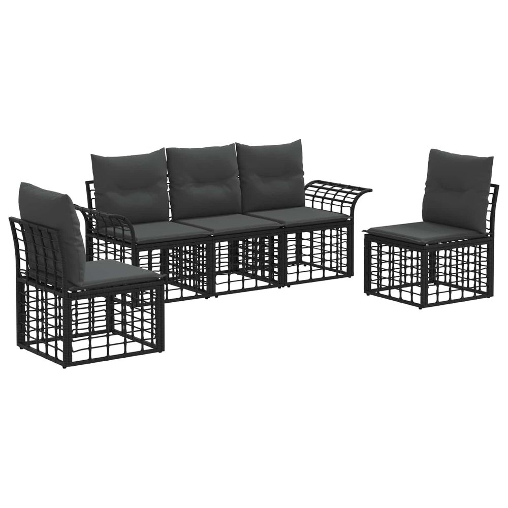 Ensemble de canapés d'extérieur 5 pc noir et gris foncé
