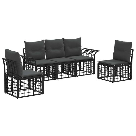 Ensemble de canapés d'extérieur 5 pc noir et gris foncé