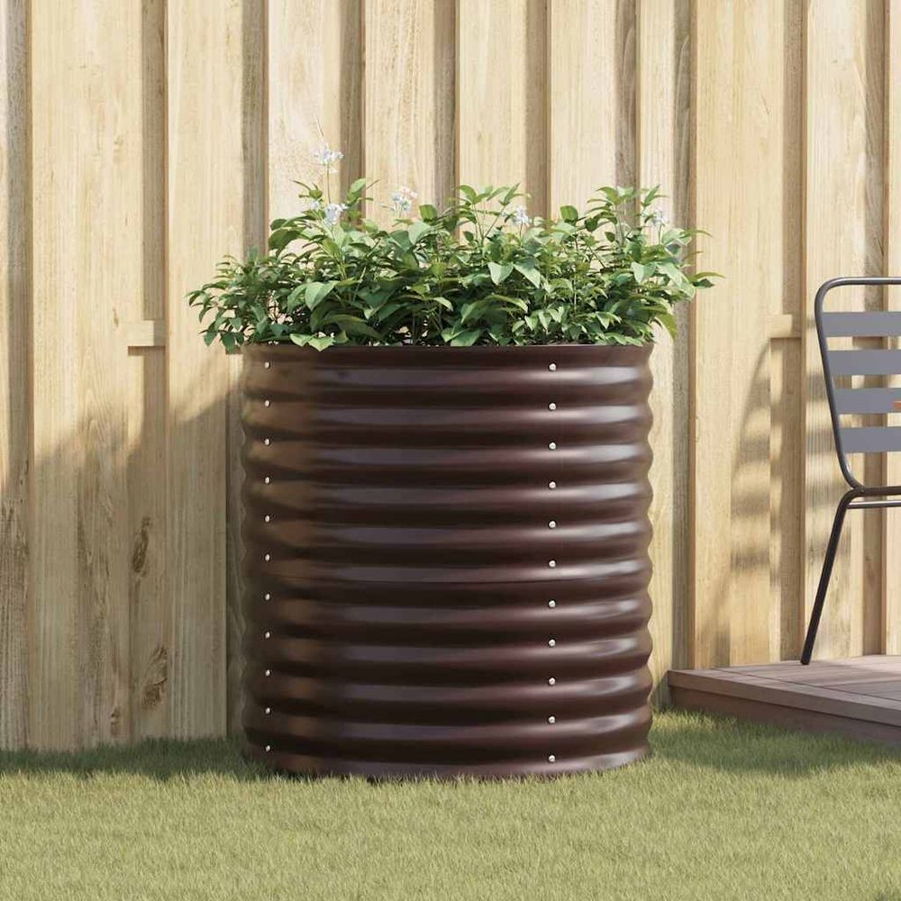 Carré potager sur pieds en acier marron 80x80x81 cm pour jardin et terrasse