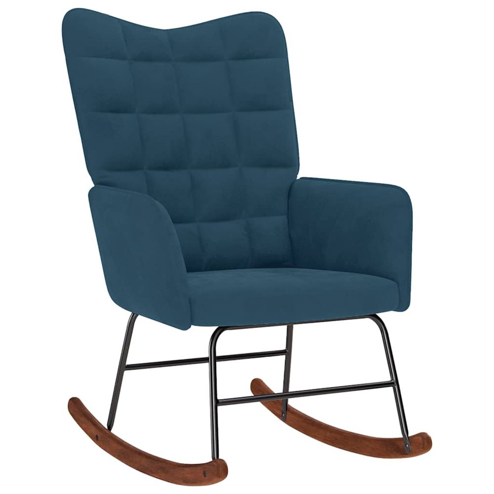 Chaise à bascule bleu velours