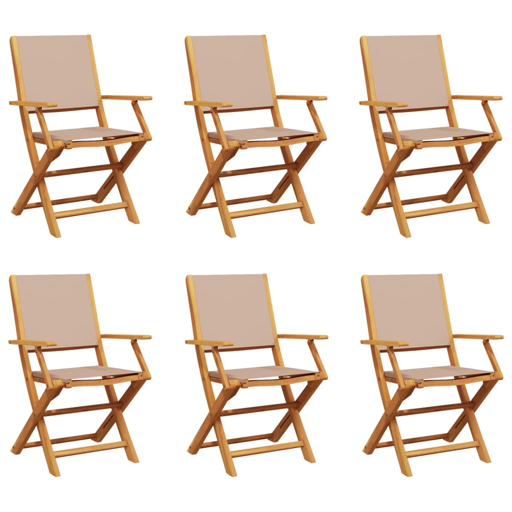 Chaises de jardin pliantes lot de 6 taupe tissu et bois massif
