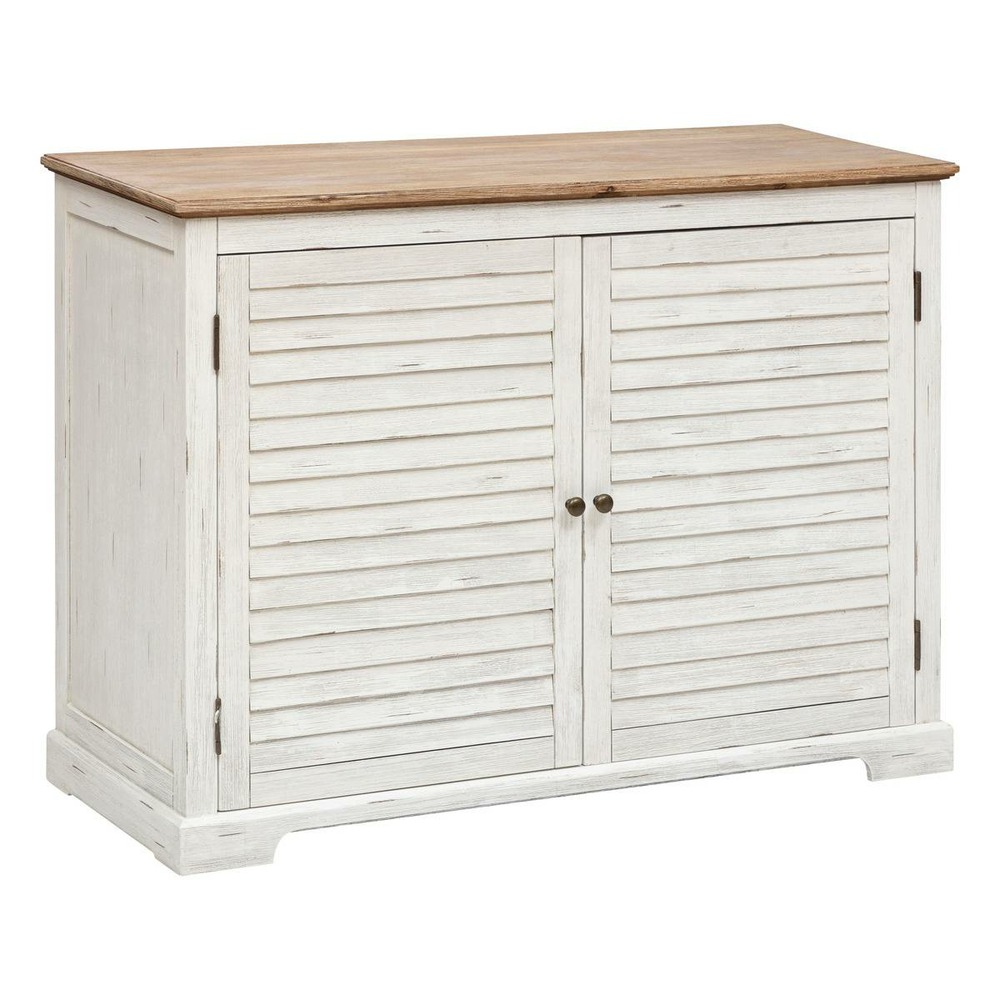 Buffet 2 portes olbia en métal & acacia 110x45cm blanc
