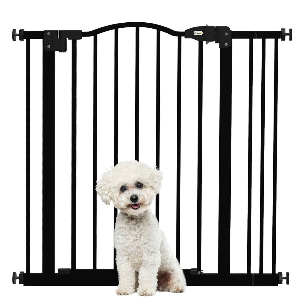 Barrière de sécurité chien en métal pour portes et escaliers extensible 74-87 cm noir