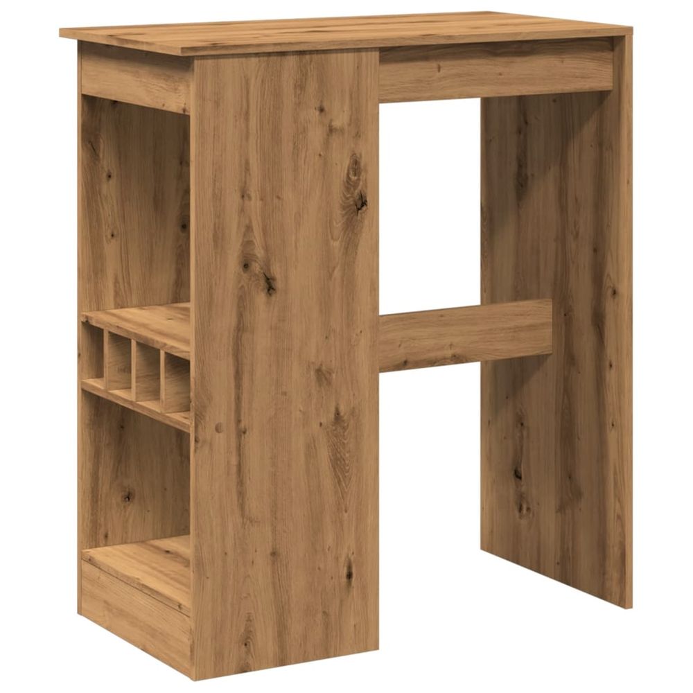 Table de bar avec étagères chêne artisanal bois d'ingénierie